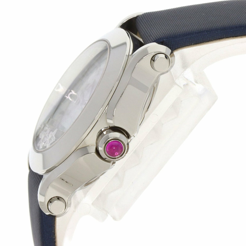 蕭邦 (Chopard) 27/8509 Happy Sport 3P 鑲鑽女錶,精鋼錶殼搭配緞面皮革錶帶。-4