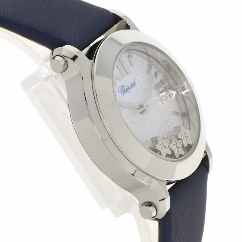 蕭邦 (Chopard) 27/8509 Happy Sport 3P 鑲鑽女錶,精鋼錶殼搭配緞面皮革錶帶。-5