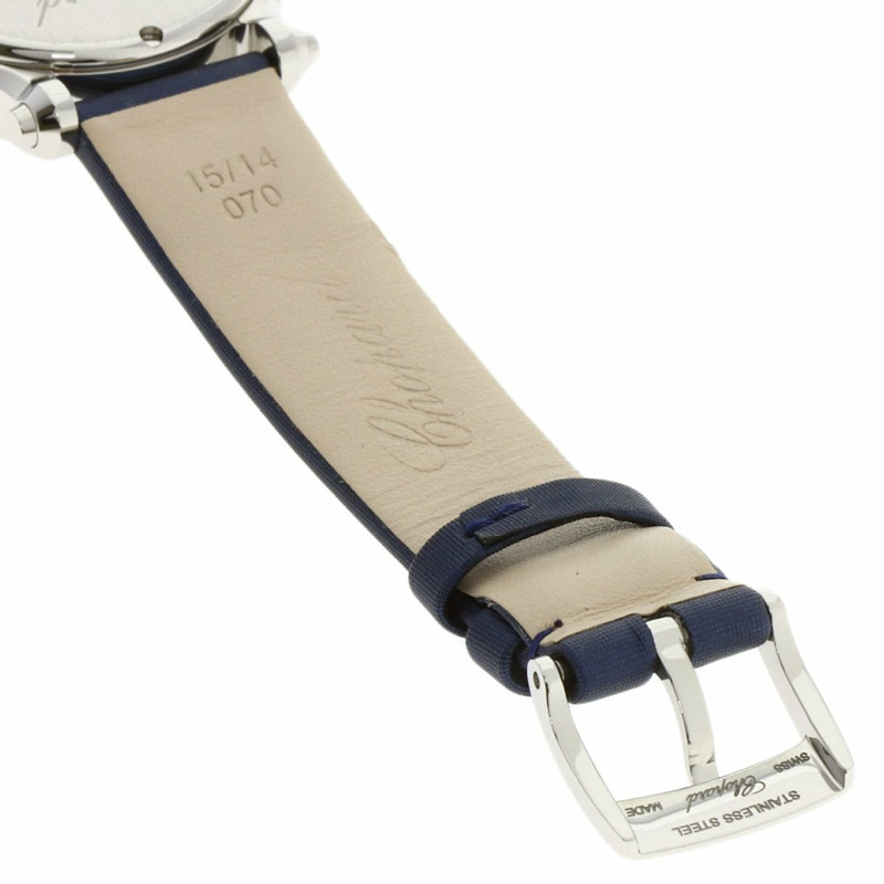 蕭邦 (Chopard) 27/8509 Happy Sport 3P 鑲鑽女錶,精鋼錶殼搭配緞面皮革錶帶。-10