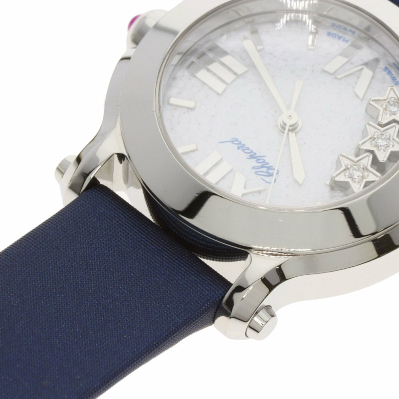 蕭邦 (Chopard) 27/8509 Happy Sport 3P 鑲鑽女錶,精鋼錶殼搭配緞面皮革錶帶。-15