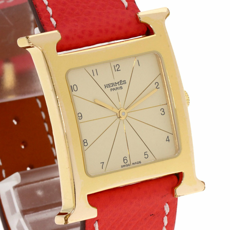 愛馬仕 H1.501 H 女士腕錶,鍍金/皮革-3