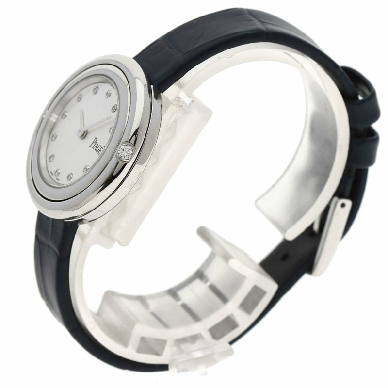 伯爵 G0A43080 Possession 女士鑲鑽腕錶,精鋼錶殼搭配皮革錶帶。-1