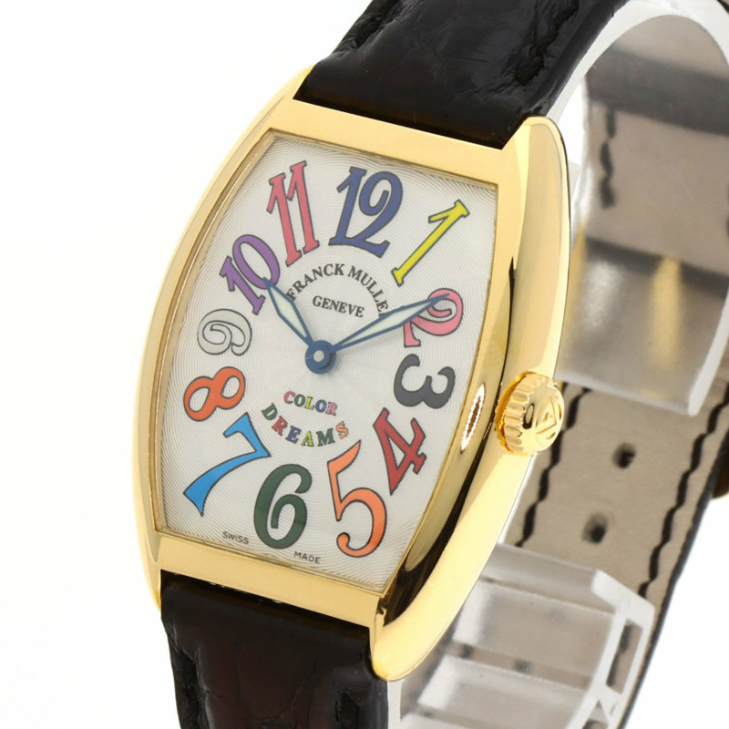 Franck Muller 7502QZ Tonneau Curvex Color Dreams腕錶,18K黃金錶殼搭配皮革錶帶,女款-2