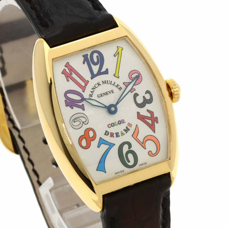 Franck Muller 7502QZ Tonneau Curvex Color Dreams腕錶,18K黃金錶殼搭配皮革錶帶,女款-3