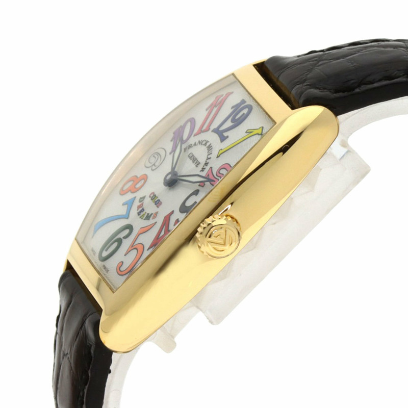 Franck Muller 7502QZ Tonneau Curvex Color Dreams腕錶,18K黃金錶殼搭配皮革錶帶,女款-4