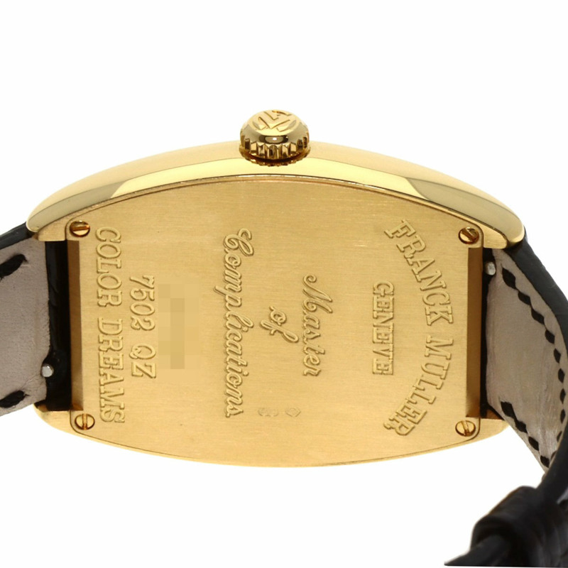 Franck Muller 7502QZ Tonneau Curvex Color Dreams腕錶,18K黃金錶殼搭配皮革錶帶,女款-6