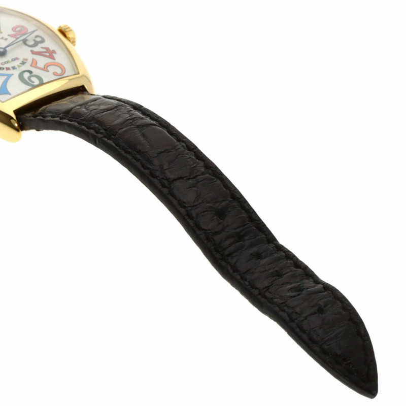 Franck Muller 7502QZ Tonneau Curvex Color Dreams腕錶,18K黃金錶殼搭配皮革錶帶,女款-8