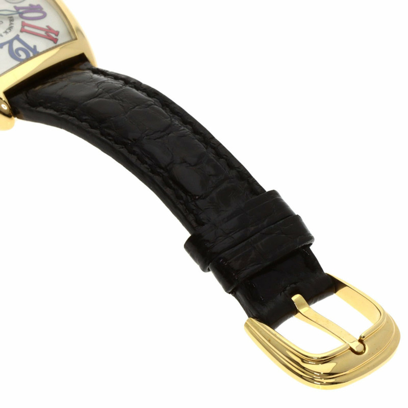 Franck Muller 7502QZ Tonneau Curvex Color Dreams腕錶,18K黃金錶殼搭配皮革錶帶,女款-10