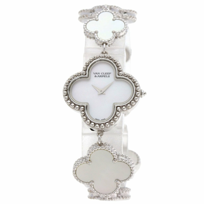 梵克雅寶 (Van Cleef & Arpels) VCARO40S00 復古 Alhambra 系列腕錶,18K 白金/18KWG 女士款-0