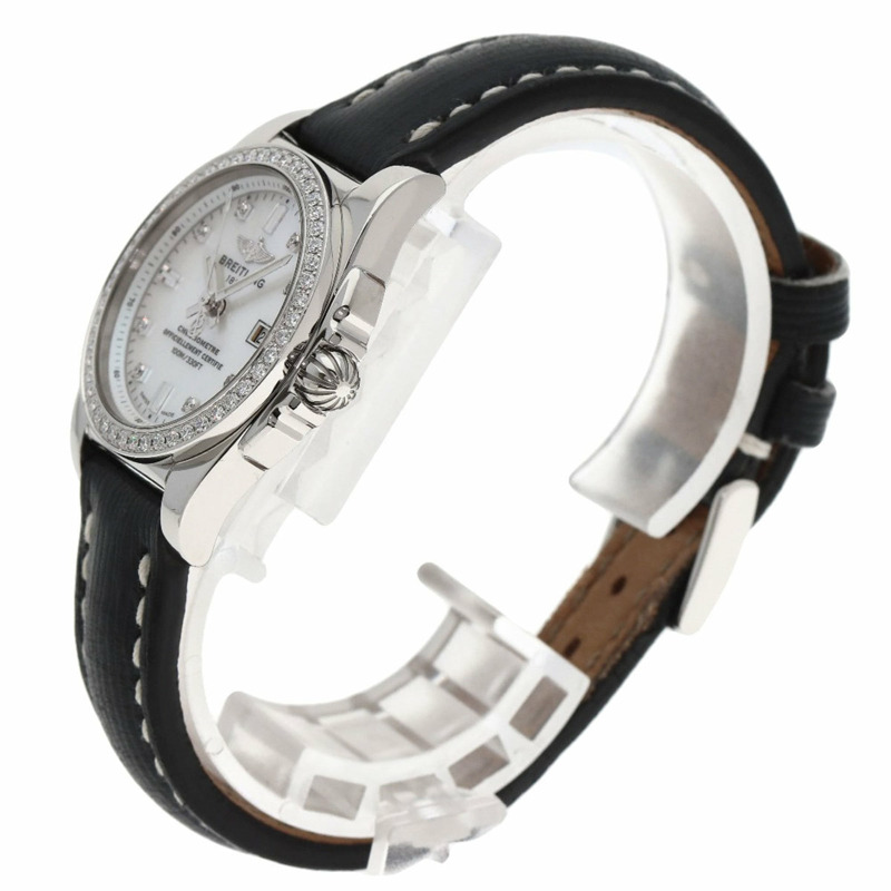 百年靈 Galactic 29 8P 鑲鑽錶圈,不鏽鋼/皮革錶帶,女錶,A72348-1