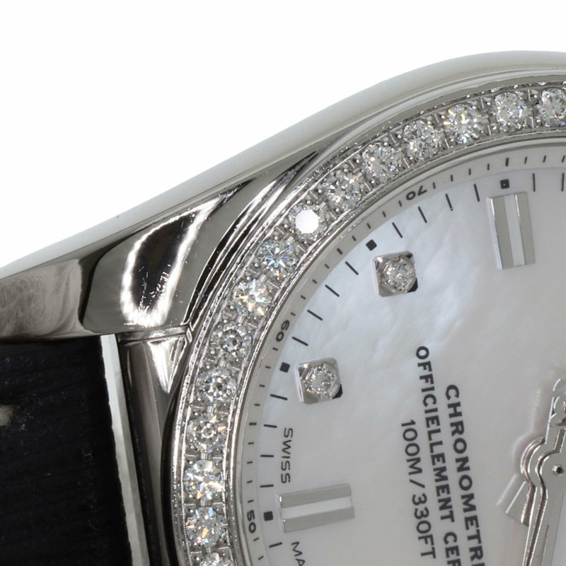 百年靈 Galactic 29 8P 鑲鑽錶圈,不鏽鋼/皮革錶帶,女錶,A72348-18