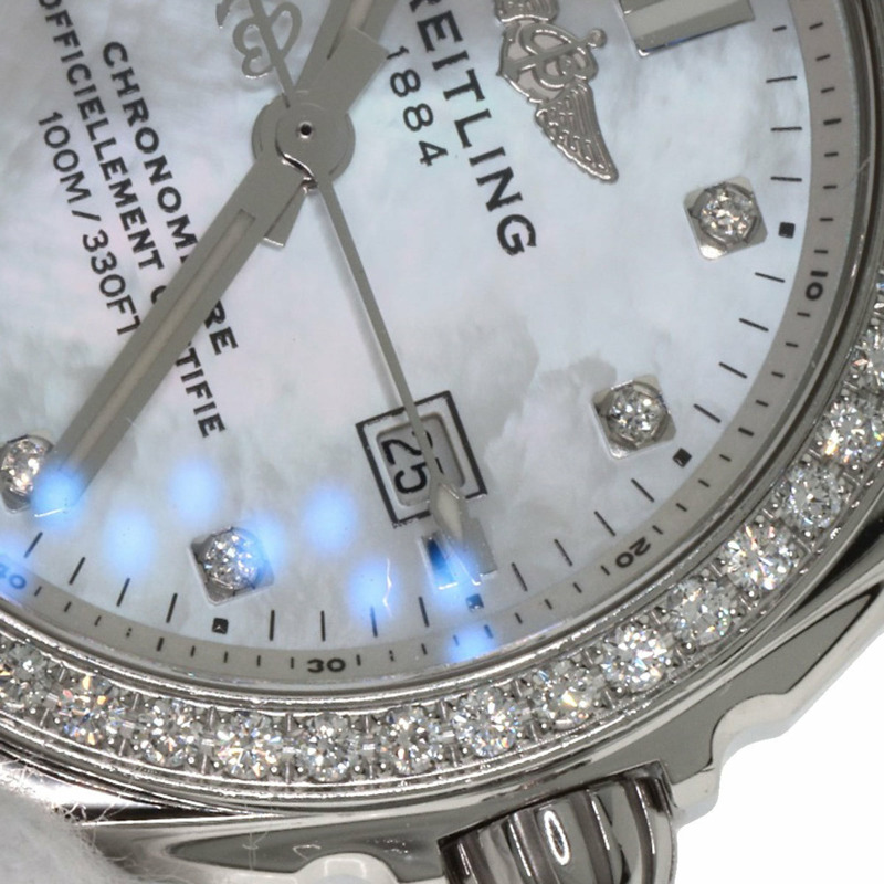 百年靈 Galactic 29 8P 鑲鑽錶圈,不鏽鋼/皮革錶帶,女錶,A72348-27