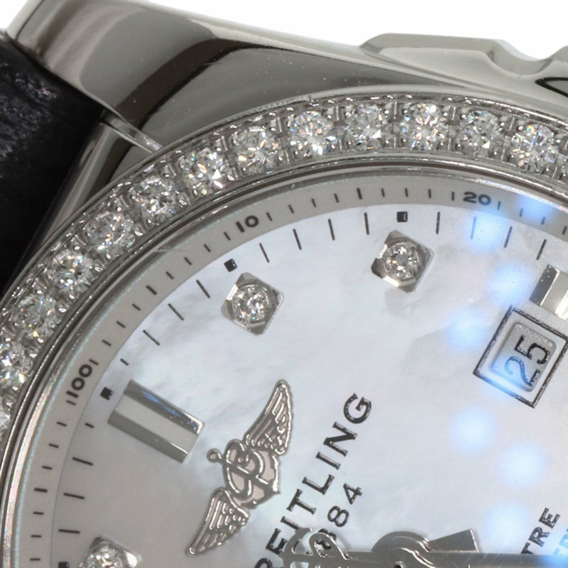 百年靈 Galactic 29 8P 鑲鑽錶圈,不鏽鋼/皮革錶帶,女錶,A72348-29