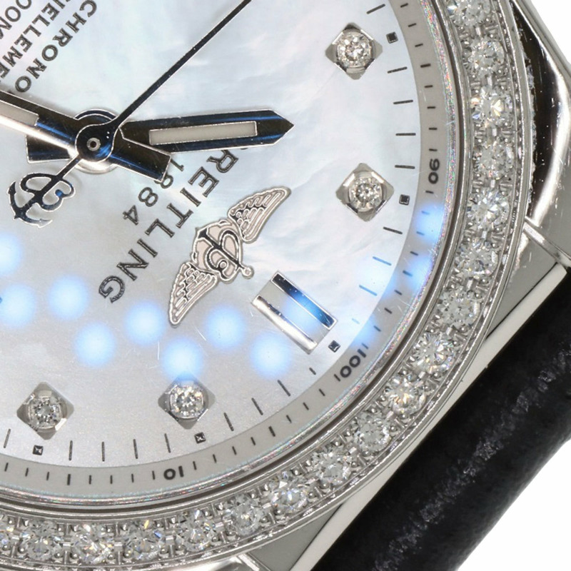 百年靈 Galactic 29 8P 鑲鑽錶圈,不鏽鋼/皮革錶帶,女錶,A72348-31