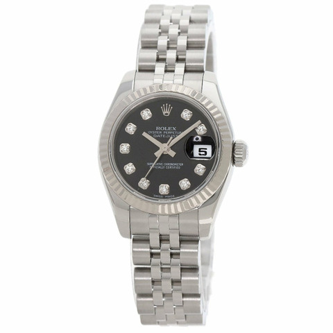 勞力士 179174G Datejust 女士十鑽腕錶，精鋼/SS/18K 白金材質