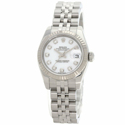 勞力士 179174G Datejust 女士十鑽腕錶，精鋼/SS/18K 白金材質