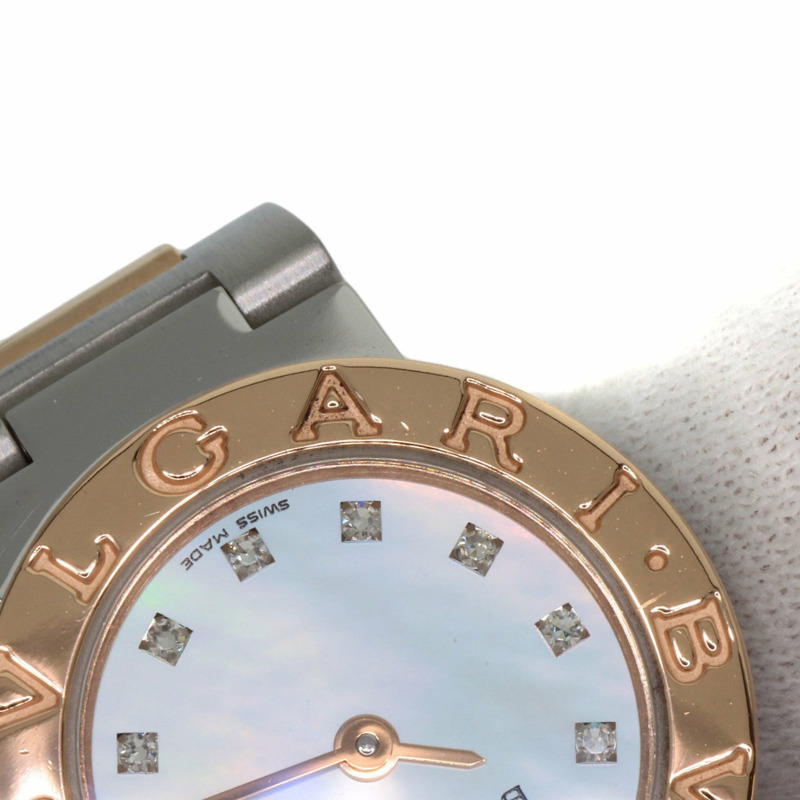 寶格麗 BBP23SG 12P 鑲鑽腕錶 不鏽鋼/SS x 18K鍍金 女士-13