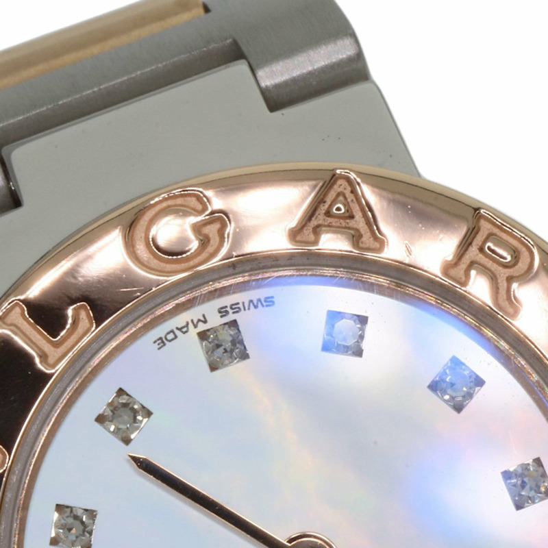 寶格麗 BBP23SG 12P 鑲鑽腕錶 不鏽鋼/SS x 18K鍍金 女士-19