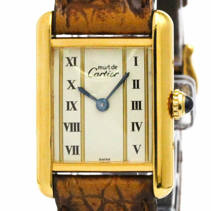 卡地亞 Must Tank 鍍金石英女士腕錶 5057001-0
