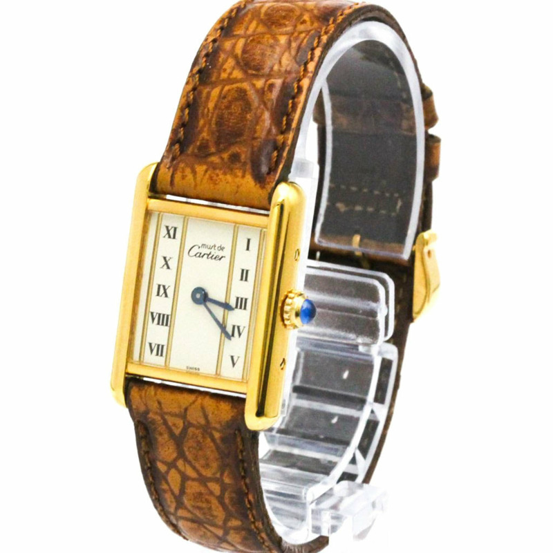 卡地亞 Must Tank 鍍金石英女士腕錶 5057001-1
