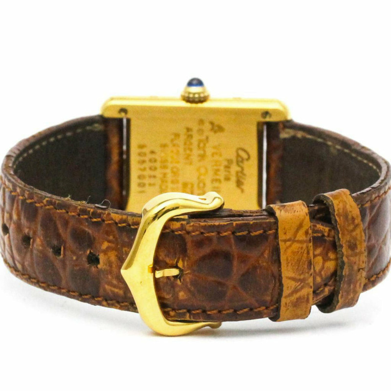 卡地亞 Must Tank 鍍金石英女士腕錶 5057001-4