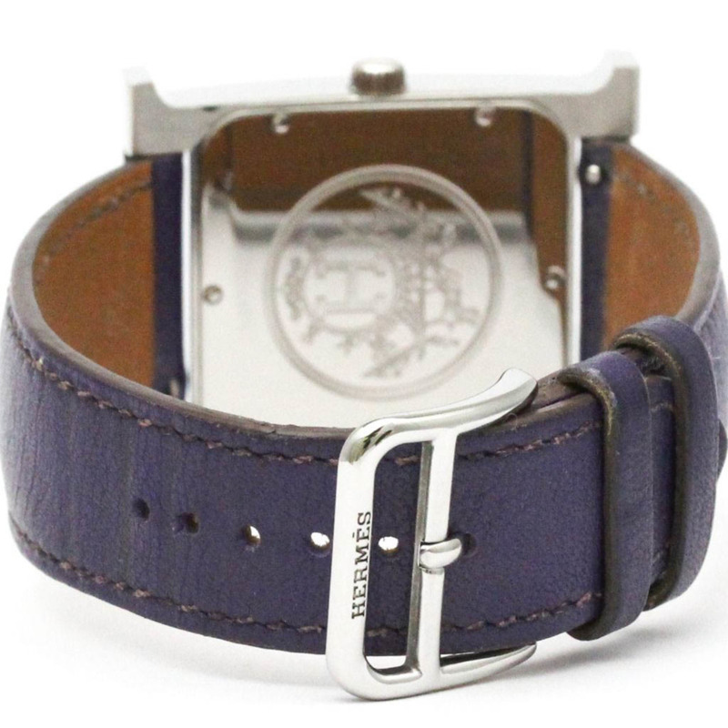 愛馬仕 H Wach 精鋼皮革石英男士腕錶 HH1.810 拋光-4