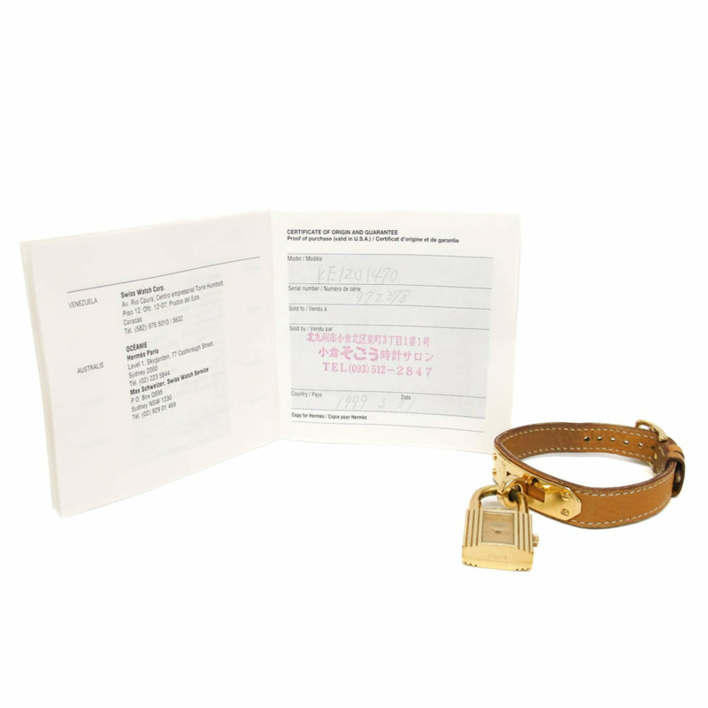 愛馬仕 Kelly 女士腕錶,鍍金皮革錶帶,石英機芯-5