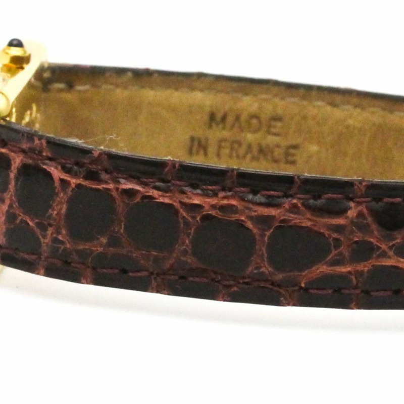 卡地亞 Must Tank 鍍金皮革石英女士腕錶 366001-2