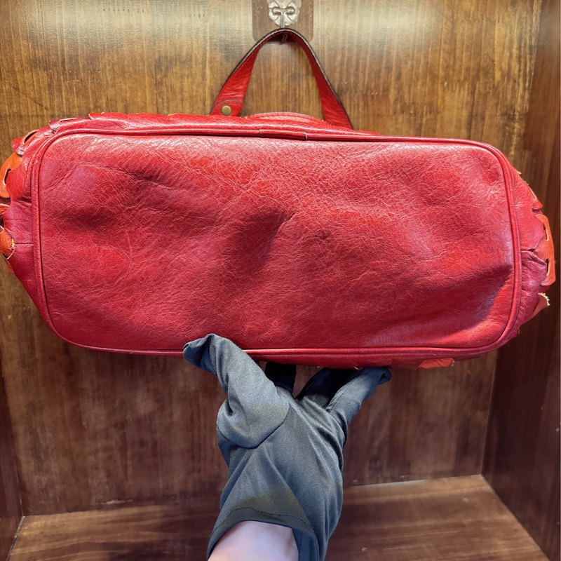 紅色皮革手提包-2