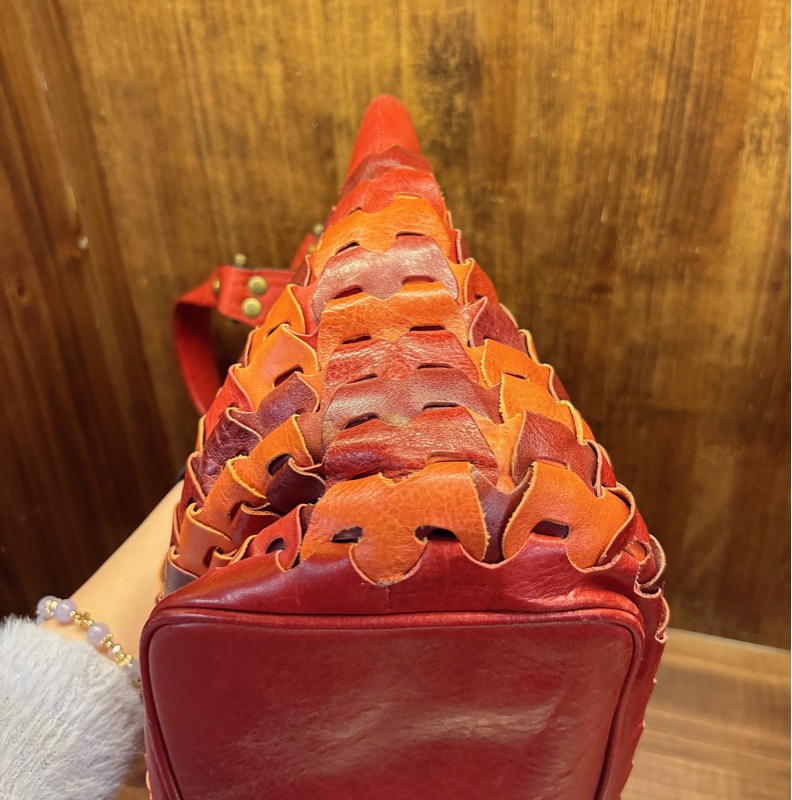 紅色皮革手提包-3