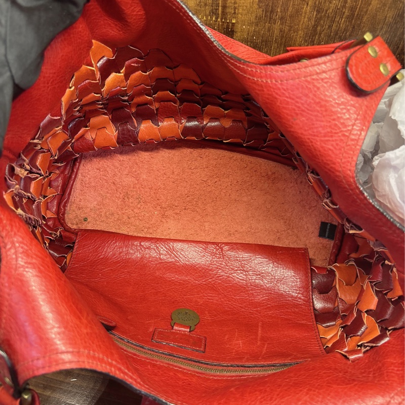 紅色皮革手提包-6