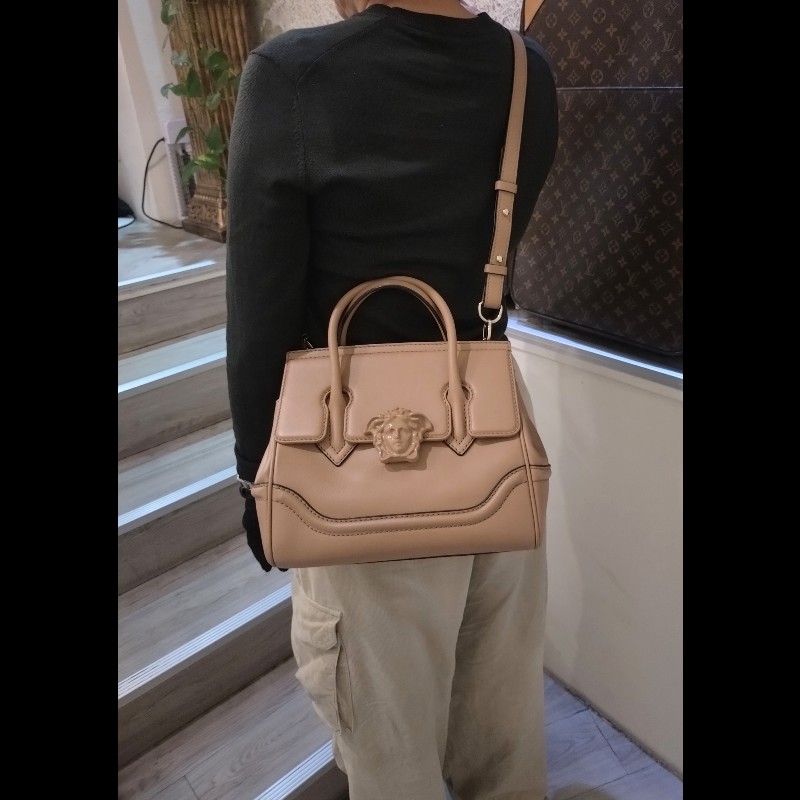 Versace 駝色皮革梅杜莎釦兩用包-3