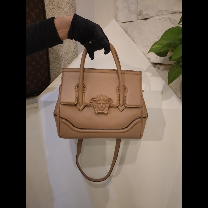 Versace 駝色皮革梅杜莎釦兩用包-4