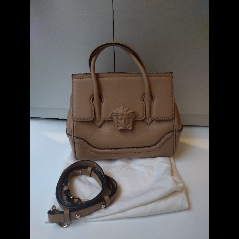 Versace 駝色皮革梅杜莎釦兩用包-5