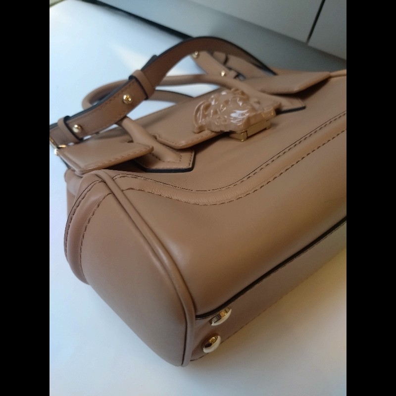 Versace 駝色皮革梅杜莎釦兩用包-7