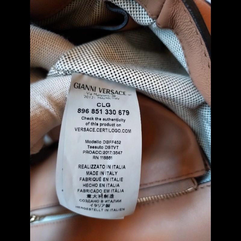 Versace 駝色皮革梅杜莎釦兩用包-17