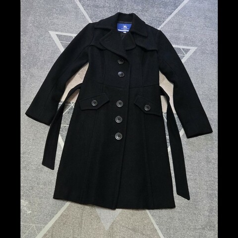 Burberry Blue Label 40號 日本限定 黑色修身羊毛大衣