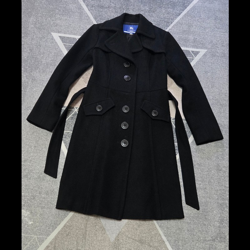 Burberry Blue Label 40號 日本限定 黑色修身羊毛大衣-6