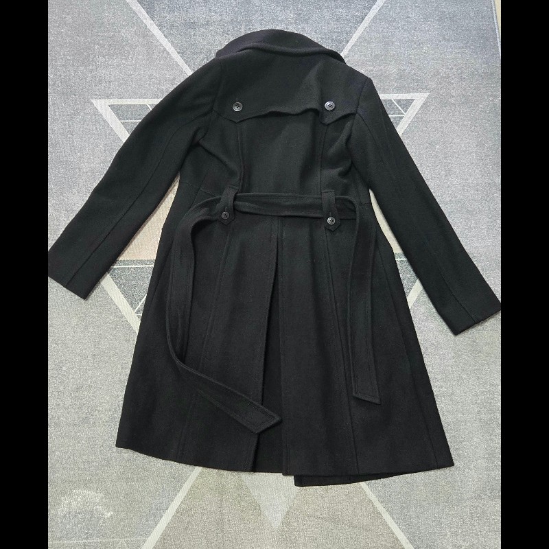 Burberry Blue Label 40號 日本限定 黑色修身羊毛大衣-7