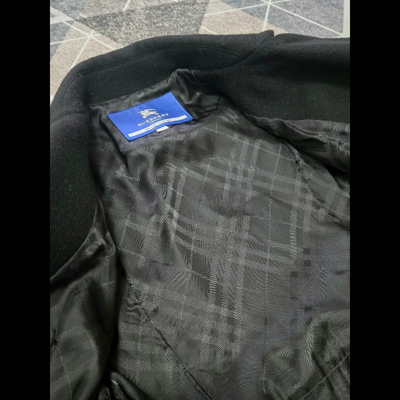 Burberry Blue Label 40號 日本限定 黑色修身羊毛大衣-9