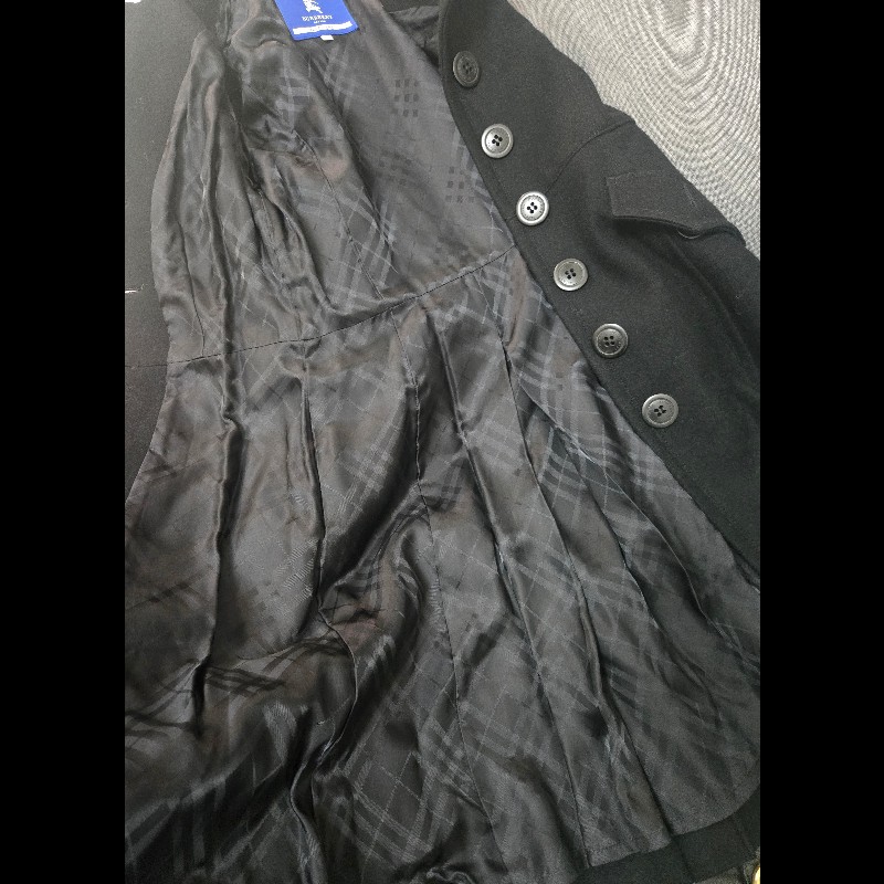 Burberry Blue Label 40號 日本限定 黑色修身羊毛大衣-15