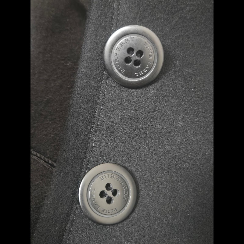 Burberry Blue Label 40號 日本限定 黑色修身羊毛大衣-16