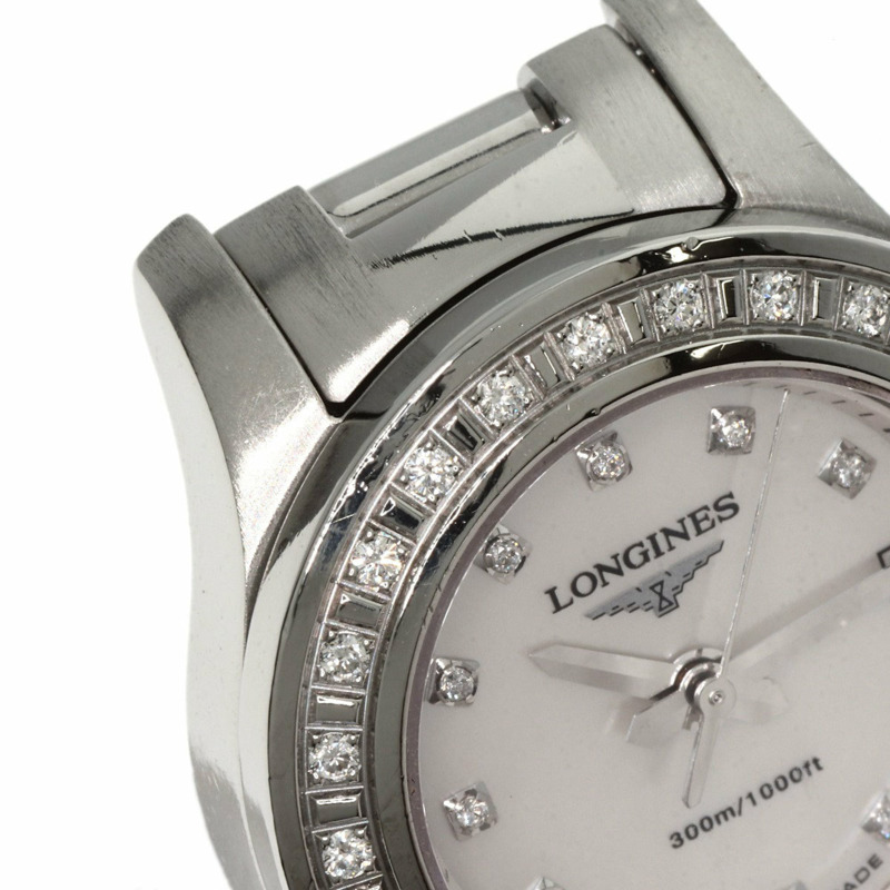 浪琴表 L3.158.0 HydroConquest 11 件式鑲鑽錶圈，精鋼/SS 女錶-15