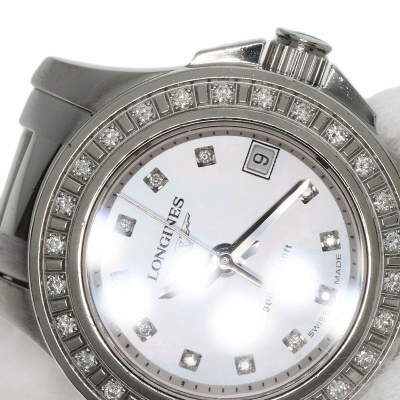 浪琴表 L3.158.0 HydroConquest 11 件式鑲鑽錶圈，精鋼/SS 女錶-26