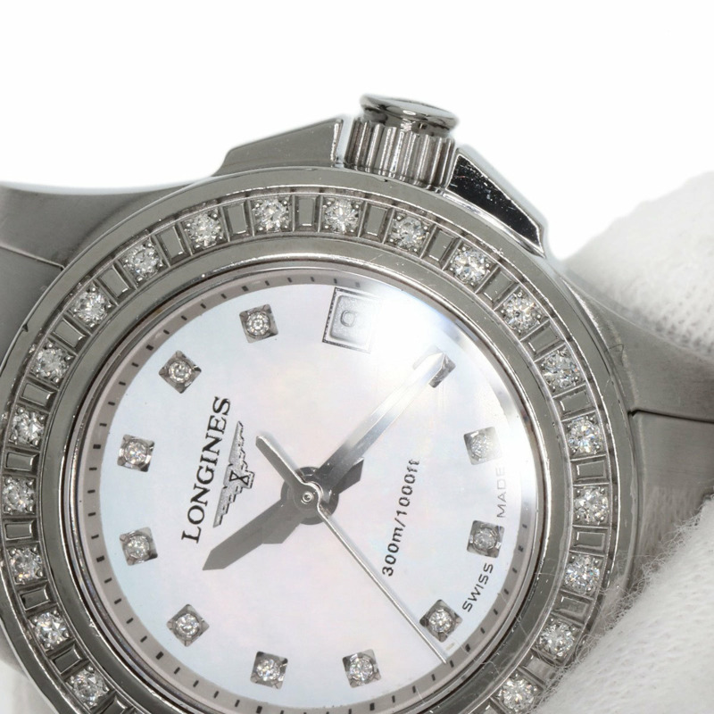 浪琴表 L3.158.0 HydroConquest 11 件式鑲鑽錶圈，精鋼/SS 女錶-27