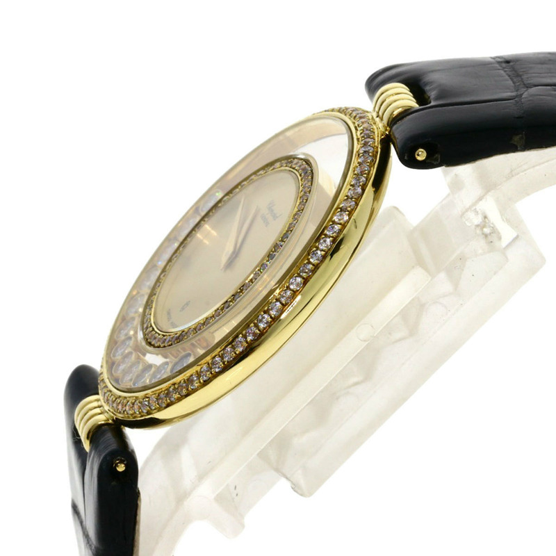 蕭邦 Happy Diamonds 男士腕錶，18K黃金/皮革錶帶-4