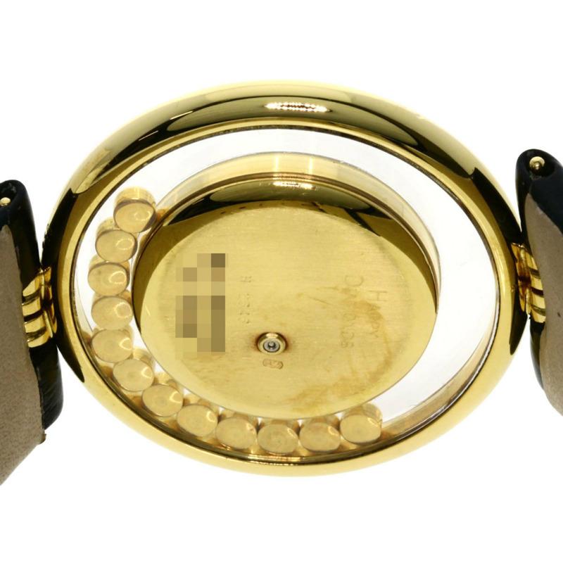 蕭邦 Happy Diamonds 男士腕錶，18K黃金/皮革錶帶-6