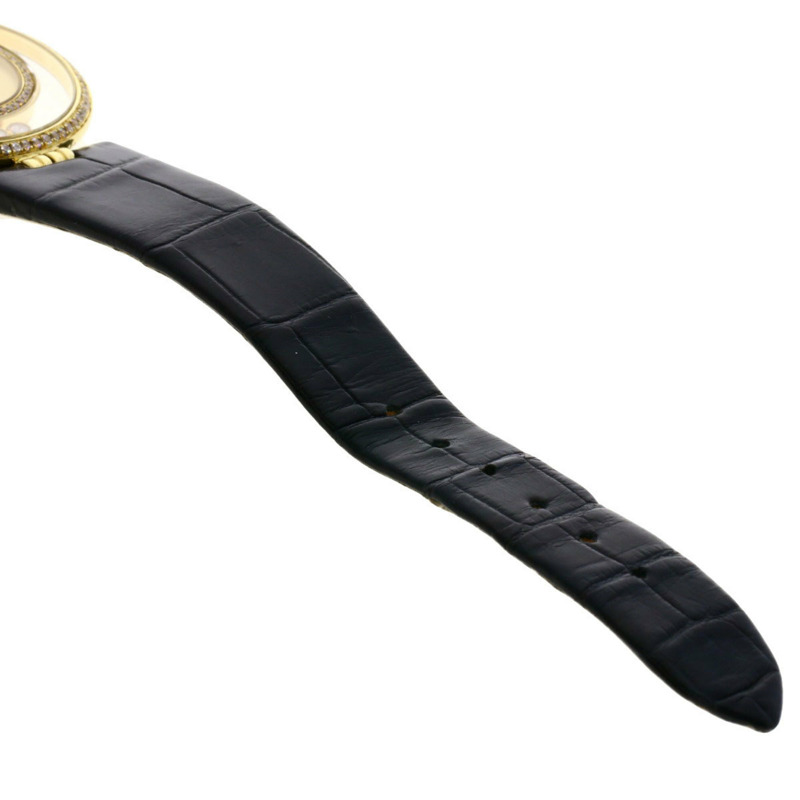 蕭邦 Happy Diamonds 男士腕錶，18K黃金/皮革錶帶-9