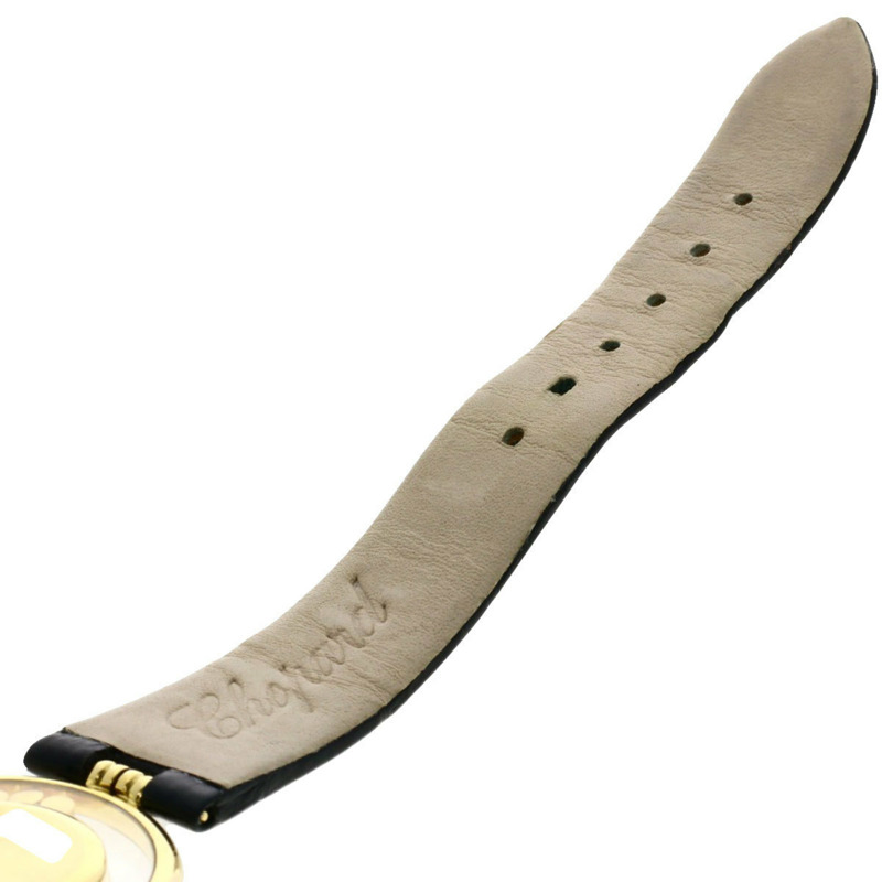 蕭邦 Happy Diamonds 男士腕錶，18K黃金/皮革錶帶-10