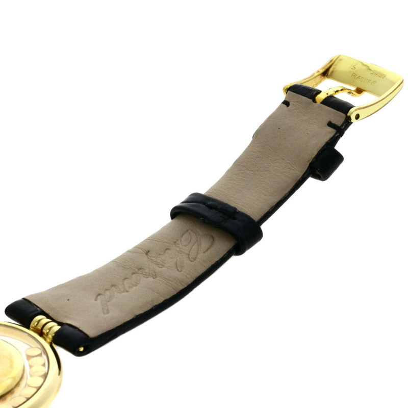 蕭邦 Happy Diamonds 男士腕錶，18K黃金/皮革錶帶-12